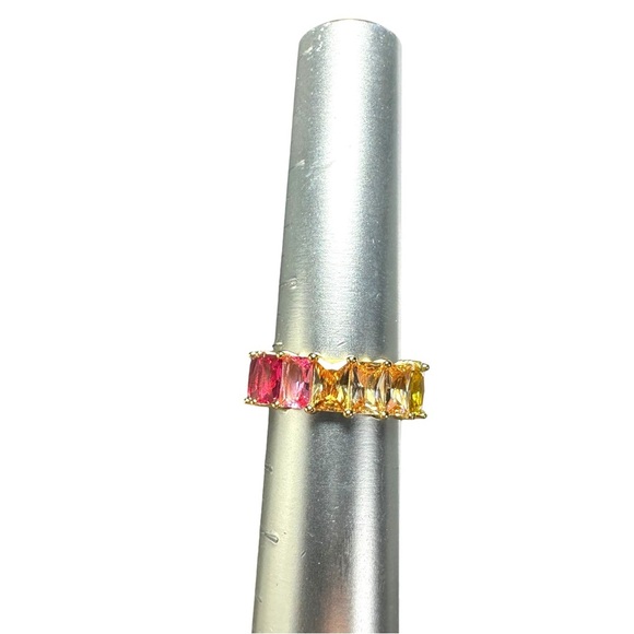 GM CN 925 Sterling Silver 6.5 mm Rainbow CZs Eternity Ring Size 7 Gay Pride New - Picture 7 of 16